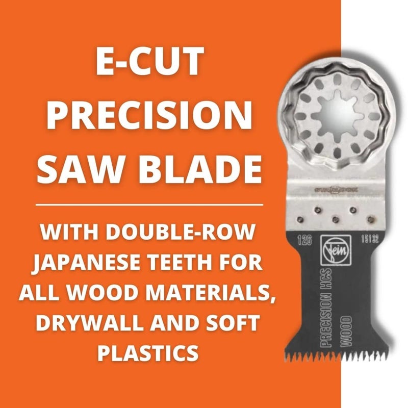 Fein Starlock E-Cut Precision Saw Blade - Precision Cutting for Wood, Drywall & Soft Plastics, Double-Row Japanese Teeth, Narrow Waisted, 1-3/8" Width, 2" Length, 10-Pack - 63502126290 - Image 3